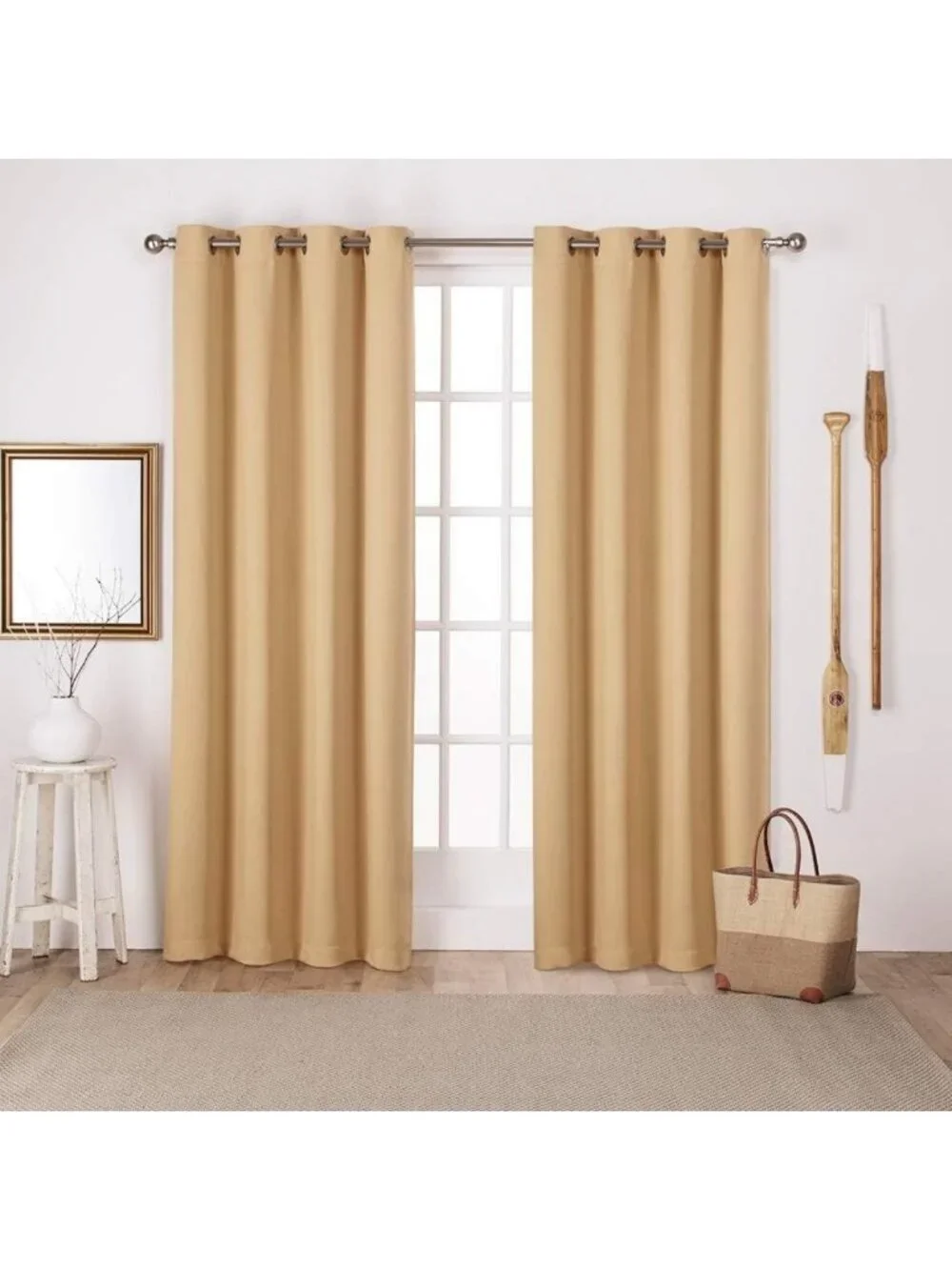 Room Darkening Blackout Grommet Top Curtain Panel Pair, 52